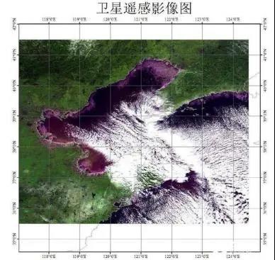 黄渤海海冰卫星遥感影像图