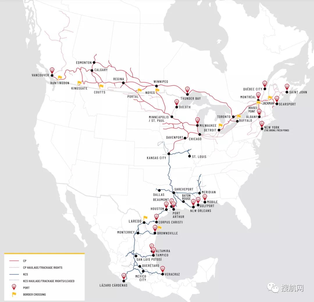 290亿cp收购美国货运铁路kcs集团打造第一个贯通北美的铁路网