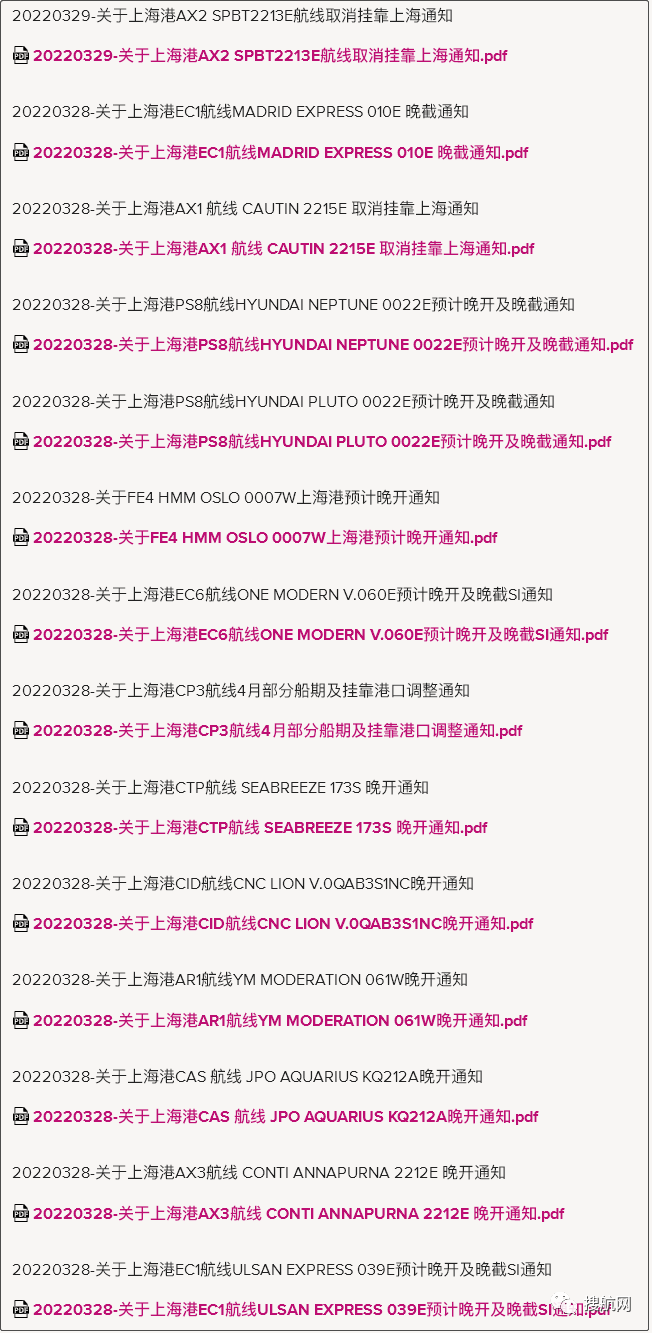 上海分区封控，船公司发布船期变更及业务调整通知！船司、集卡运输、海关通知汇总