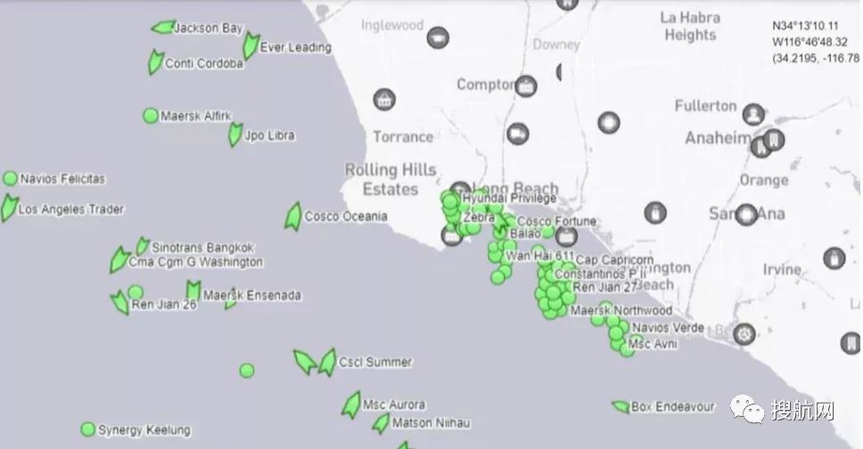 超43万TEU集装箱船等待卸货!洛杉矶长滩港延长运营时间,朝着24小时运营迈进